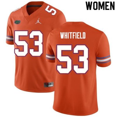 Women's Florida Gators #53 Chase Whitfield NCAA Nike Orange Authentic Stitched College Football Jersey HZL8762CU